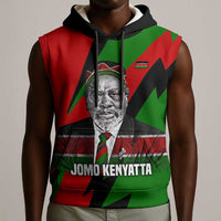 Jomo Kenyatta Sleeveless Hoodie Patriotic Colors Design and Father of the Kenyan Nation Tribute - Wonder Print Shop