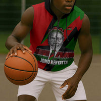 Jomo Kenyatta Sleeveless Zip Hoodie Patriotic Colors Design and Father of the Kenyan Nation Tribute - Wonder Print Shop