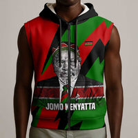 Jomo Kenyatta Sleeveless Zip Hoodie Patriotic Colors Design and Father of the Kenyan Nation Tribute - Wonder Print Shop