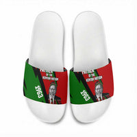 Jomo Kenyatta Slide Sandals Patriotic Colors Design and Father of the Kenyan Nation Tribute - Wonder Print Shop