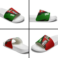 Jomo Kenyatta Slide Sandals Patriotic Colors Design and Father of the Kenyan Nation Tribute - Wonder Print Shop