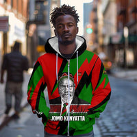 Jomo Kenyatta Zip Hoodie Patriotic Colors Design and Father of the Kenyan Nation Tribute - Wonder Print Shop