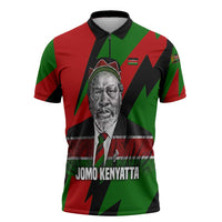 Jomo Kenyatta Zipper Polo Shirt Patriotic Colors Design and Father of the Kenyan Nation Tribute - Wonder Print Shop