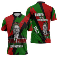 Jomo Kenyatta Zipper Polo Shirt Patriotic Colors Design and Father of the Kenyan Nation Tribute - Wonder Print Shop