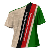 Jomo Kenyatta Cross Shoulder Shirt Uhuru and Kenyan Heritage Quote Tribute - Wonder Print Shop