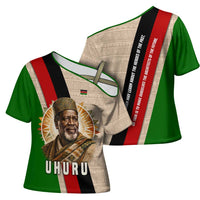 Jomo Kenyatta Cross Shoulder Shirt Uhuru and Kenyan Heritage Quote Tribute - Wonder Print Shop