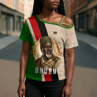 Jomo Kenyatta Cross Shoulder Shirt Uhuru and Kenyan Heritage Quote Tribute - Wonder Print Shop