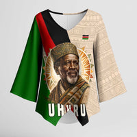 Jomo Kenyatta Kimono Sleeve Blouse Uhuru and Kenyan Heritage Quote Tribute - Wonder Print Shop