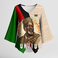 Jomo Kenyatta Kimono Sleeve Blouse Uhuru and Kenyan Heritage Quote Tribute - Wonder Print Shop