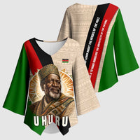 Jomo Kenyatta Kimono Sleeve Blouse Uhuru and Kenyan Heritage Quote Tribute - Wonder Print Shop