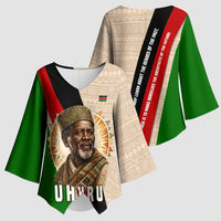 Jomo Kenyatta Kimono Sleeve Blouse Uhuru and Kenyan Heritage Quote Tribute - Wonder Print Shop