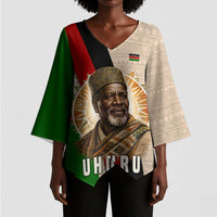 Jomo Kenyatta Kimono Sleeve Blouse Uhuru and Kenyan Heritage Quote Tribute - Wonder Print Shop