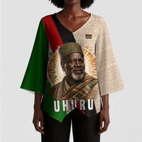 Jomo Kenyatta Kimono Sleeve Blouse Uhuru and Kenyan Heritage Quote Tribute - Wonder Print Shop