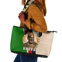 Jomo Kenyatta Leather Tote Bag Uhuru and Kenyan Heritage Quote Tribute - Wonder Print Shop