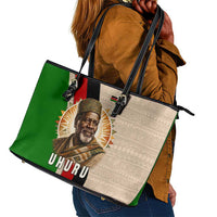 Jomo Kenyatta Leather Tote Bag Uhuru and Kenyan Heritage Quote Tribute - Wonder Print Shop