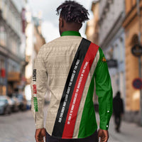 Jomo Kenyatta Long Sleeve Button Shirt Uhuru and Kenyan Heritage Quote Tribute - Wonder Print Shop