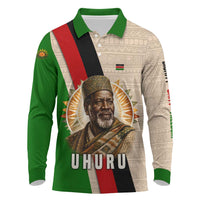 Jomo Kenyatta Long Sleeve Polo Shirt Uhuru and Kenyan Heritage Quote Tribute - Wonder Print Shop