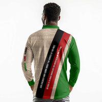 Jomo Kenyatta Long Sleeve Polo Shirt Uhuru and Kenyan Heritage Quote Tribute - Wonder Print Shop