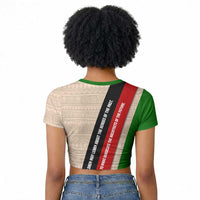 Jomo Kenyatta Raglan Cropped T shirt Uhuru and Kenyan Heritage Quote Tribute - Wonder Print Shop