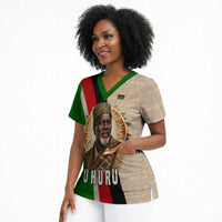 Jomo Kenyatta Scrub Top Uhuru and Kenyan Heritage Quote Tribute - Wonder Print Shop