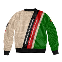 Jomo Kenyatta Sleeve Zip Bomber Jacket Uhuru and Kenyan Heritage Quote Tribute - Wonder Print Shop