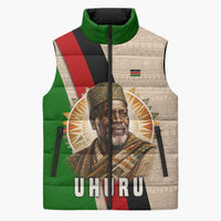 Jomo Kenyatta Sleeveless Puffer Jacket Uhuru and Kenyan Heritage Quote Tribute - Wonder Print Shop