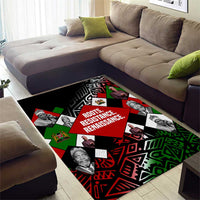 Jomo Kenyatta Area Rug with Roots Resistance Renaissance and Kenyan Patchwork Pattern Tribute - Wonder Print Shop