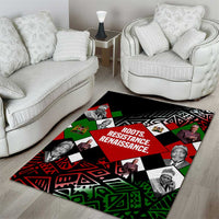 Jomo Kenyatta Area Rug with Roots Resistance Renaissance and Kenyan Patchwork Pattern Tribute - Wonder Print Shop