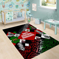 Jomo Kenyatta Area Rug with Roots Resistance Renaissance and Kenyan Patchwork Pattern Tribute - Wonder Print Shop