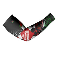 Jomo Kenyatta Arm Sleeves with Roots Resistance Renaissance and Kenyan Patchwork Pattern Tribute - Wonder Print Shop