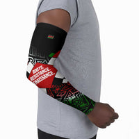 Jomo Kenyatta Arm Sleeves with Roots Resistance Renaissance and Kenyan Patchwork Pattern Tribute - Wonder Print Shop