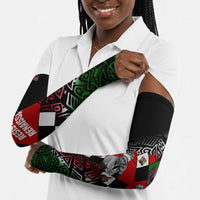 Jomo Kenyatta Arm Sleeves with Roots Resistance Renaissance and Kenyan Patchwork Pattern Tribute - Wonder Print Shop