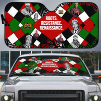 Jomo Kenyatta Auto Sun Shade with Roots Resistance Renaissance and Kenyan Patchwork Pattern Tribute - Wonder Print Shop