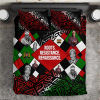 Jomo Kenyatta Bedding Set with Roots Resistance Renaissance and Kenyan Patchwork Pattern Tribute - Wonder Print Shop