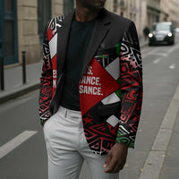 Jomo Kenyatta Blazer with Roots Resistance Renaissance and Kenyan Patchwork Pattern Tribute - Wonder Print Shop