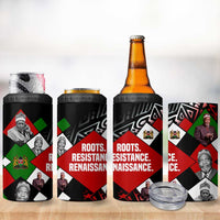 Jomo Kenyatta 4 in 1 Can Cooler Tumbler with Roots Resistance Renaissance and Kenyan Patchwork Pattern Tribute - Wonder Print Shop