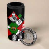 Jomo Kenyatta 4 in 1 Can Cooler Tumbler with Roots Resistance Renaissance and Kenyan Patchwork Pattern Tribute - Wonder Print Shop