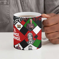 Jomo Kenyatta Ceramic Mug with Roots Resistance Renaissance and Kenyan Patchwork Pattern Tribute - Wonder Print Shop