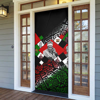 Jomo Kenyatta Door Cover with Roots Resistance Renaissance and Kenyan Patchwork Pattern Tribute - Wonder Print Shop
