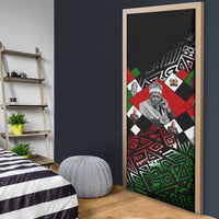 Jomo Kenyatta Door Cover with Roots Resistance Renaissance and Kenyan Patchwork Pattern Tribute - Wonder Print Shop