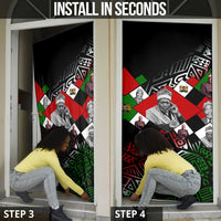 Jomo Kenyatta Door Cover with Roots Resistance Renaissance and Kenyan Patchwork Pattern Tribute - Wonder Print Shop