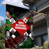 Jomo Kenyatta Garden Flag with Roots Resistance Renaissance and Kenyan Patchwork Pattern Tribute - Wonder Print Shop