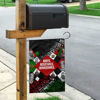 Jomo Kenyatta Garden Flag with Roots Resistance Renaissance and Kenyan Patchwork Pattern Tribute - Wonder Print Shop