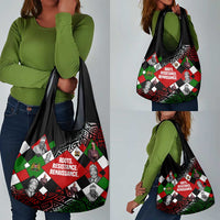 Jomo Kenyatta Grocery Bag with Roots Resistance Renaissance and Kenyan Patchwork Pattern Tribute - Wonder Print Shop