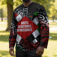 Jomo Kenyatta Hockey Jersey with Roots Resistance Renaissance and Kenyan Patchwork Pattern Tribute - Wonder Print Shop