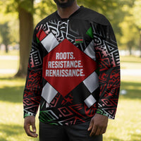 Jomo Kenyatta Hockey Jersey with Roots Resistance Renaissance and Kenyan Patchwork Pattern Tribute - Wonder Print Shop