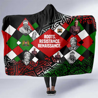 Jomo Kenyatta Hooded Blanket with Roots Resistance Renaissance and Kenyan Patchwork Pattern Tribute - Wonder Print Shop