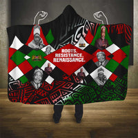 Jomo Kenyatta Hooded Blanket with Roots Resistance Renaissance and Kenyan Patchwork Pattern Tribute - Wonder Print Shop