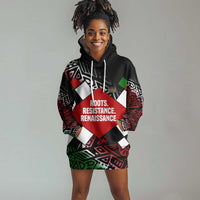 Jomo Kenyatta Hoodie Dress with Roots Resistance Renaissance and Kenyan Patchwork Pattern Tribute - Wonder Print Shop