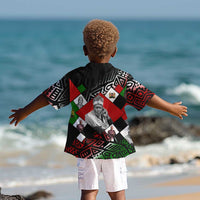 Jomo Kenyatta Kid Hawaiian Shirt with Roots Resistance Renaissance and Kenyan Patchwork Pattern Tribute - Wonder Print Shop